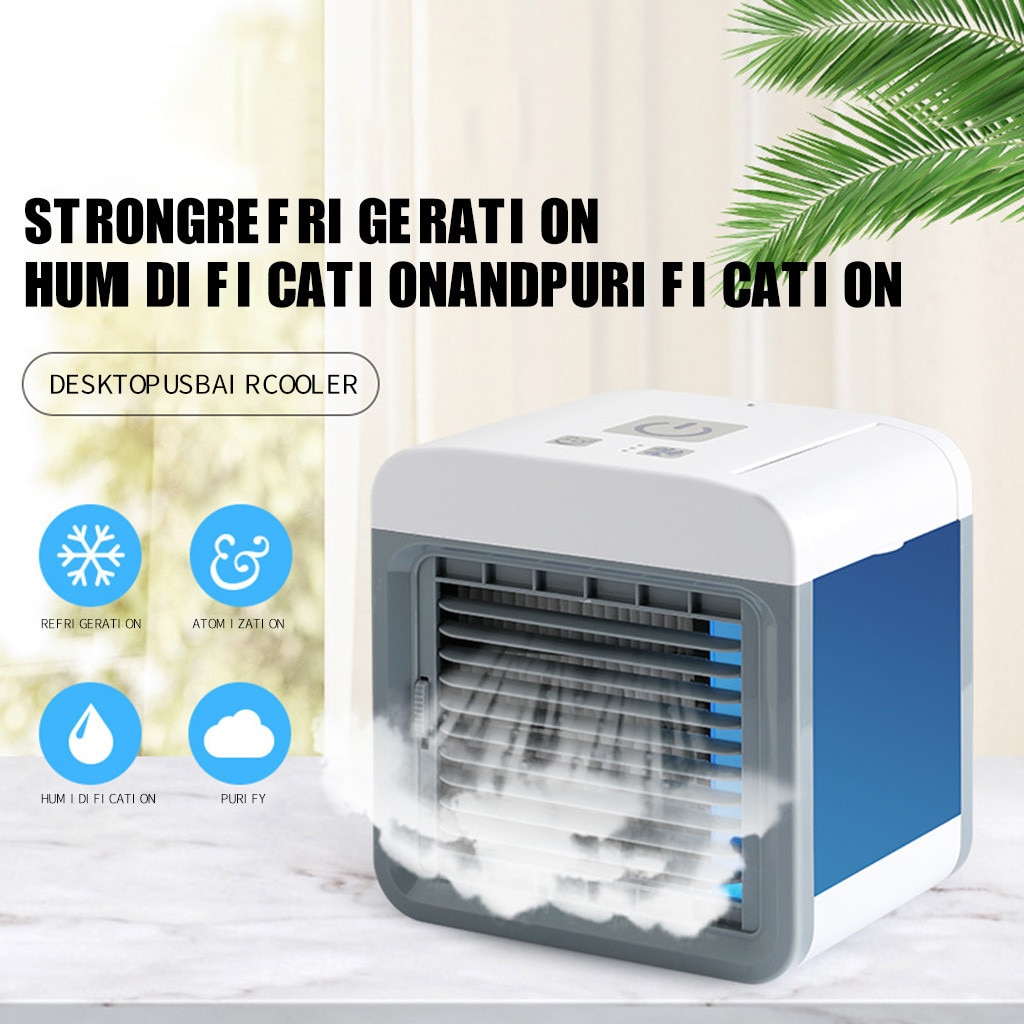 Xiaomi-ventilador enfriador de aire portátil, purificador de aire, ventilador de escritorio con luz de 7 colores, purificador, para la Oficina y el dormitorio, con USB