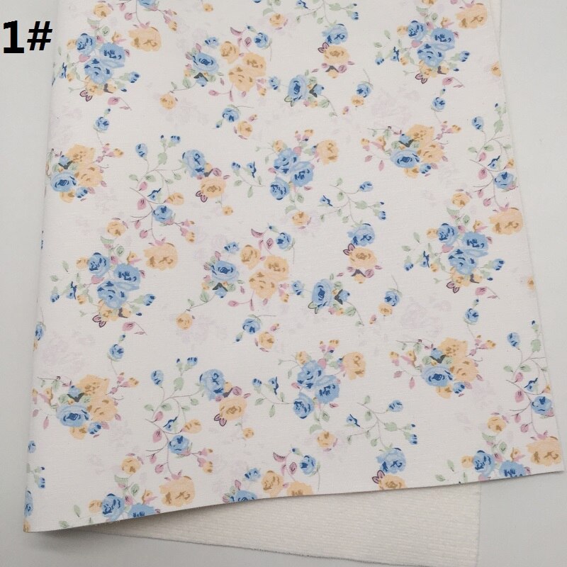1PC 21X29CM Bloemen Gedrukt Faux Leer Stof, Synthetisch Leer Lakens, PU Leer Voor Maken Bows LEOsyntheticoDIY T343