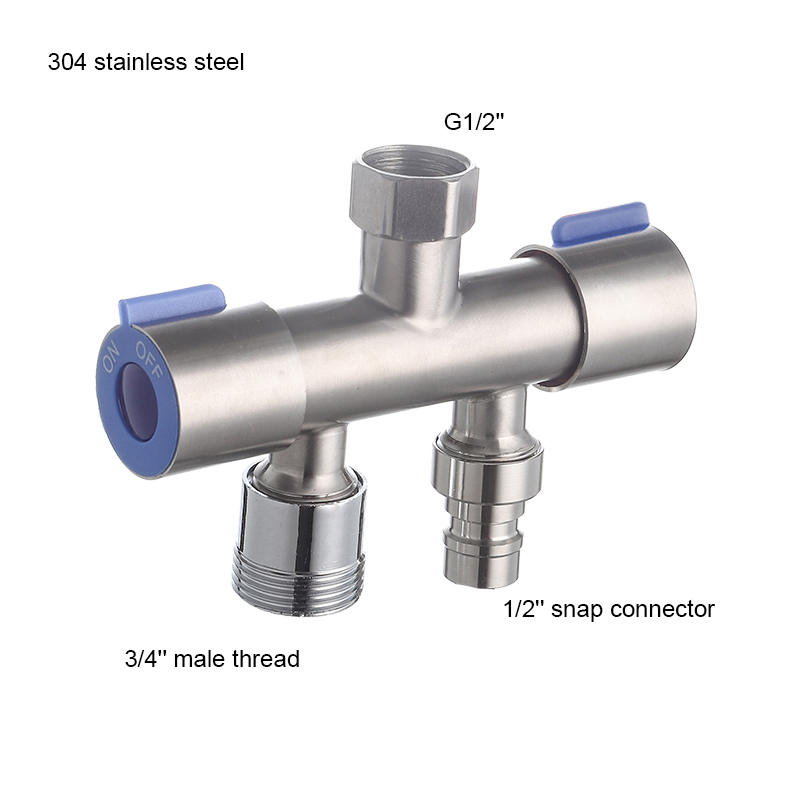 3 Way Filling Valve 1/2'' Male Thread Irrigation Water Tap Diverter Multi-Function Copper/304 Stainless Steel Triangle Valve: A4