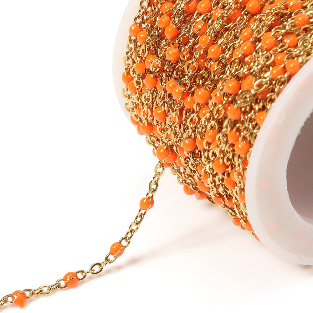 2Meter Rvs Kabel Emaille Gouden Ketting Ketting Bulk Multicolor Link Accessoires Voor Sieraden Materialen Diy: Gold Orange