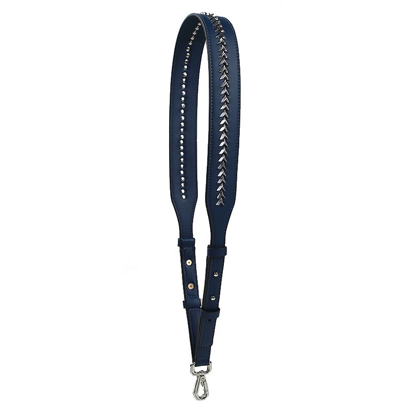 Rivet Adjustable Shoulder Strap Female PU Replacement Bag Parts Accessories Summer Colorful Handbag Belts For Women: Dark Blue Rivet