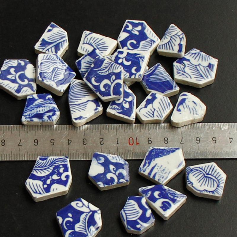 AHUFGN Mozaïek Tegels Stukken 397 g (21 ~ 24 stuks) Keramische Mozaïek Tegels DIY Craft Tegel Mozaïek Maken Materialen (Blauw en Wit 13