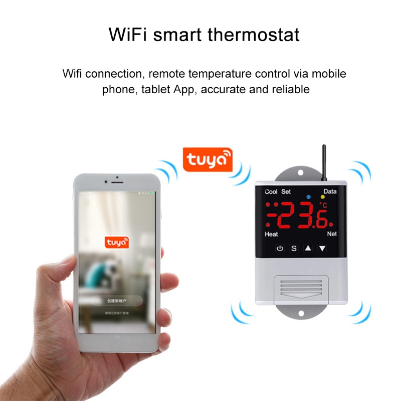 revolt draadloze thermostaat: WLAN-stopcontactthermostaat voor radiatoren, toepassing, spraakbediening, sensor, voor verwarming en airconditioner (stekker met temperatuursensor
