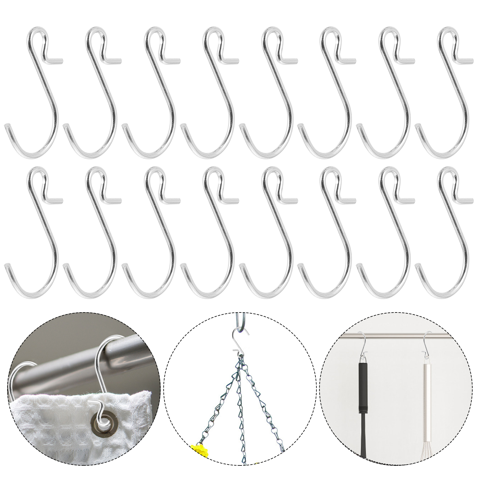 100Pcs Rvs Haken S-Vormige Anti-Roest Hangers Metalen Haken (Staal Kleur): Default Title