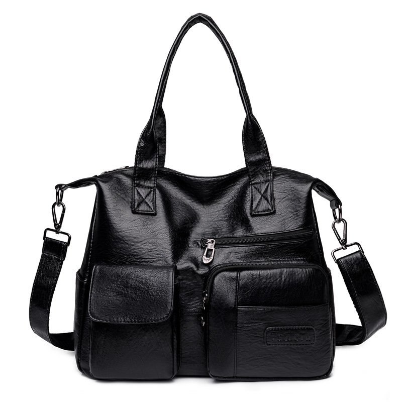 Luxe Lederen Handtassen Vrouwen Tassen Handtassen Schoudertas Grote Capaciteit Cross Body Bag Sac A Main bolso: black