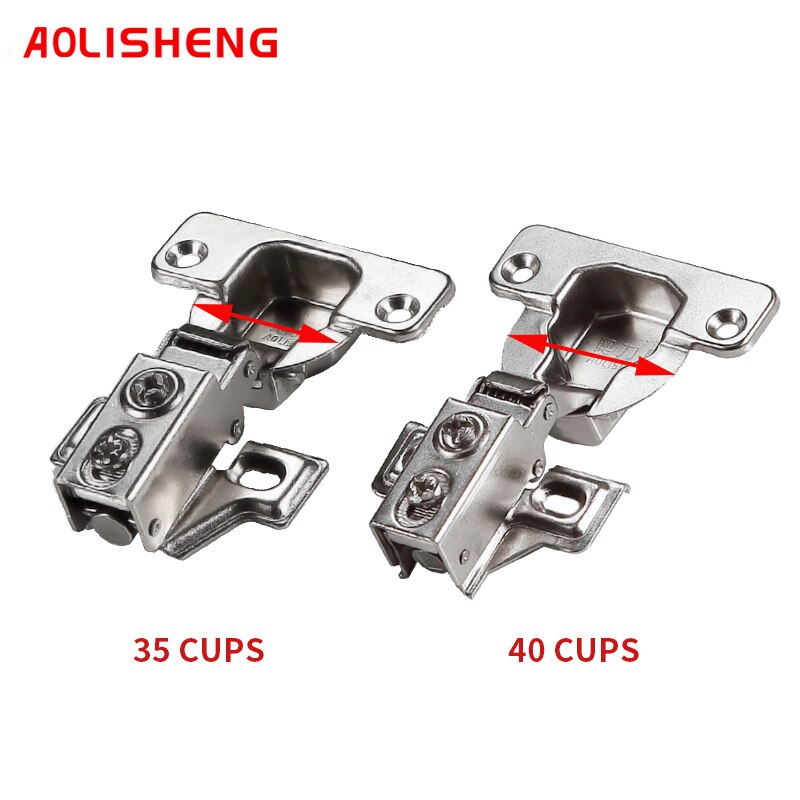 AOLISHENG 40MM Cup American Short Arm Damping Hydraulic Buffer Hinges, Furniture Small Shoe Cabinets Wardrobe Door Hinge