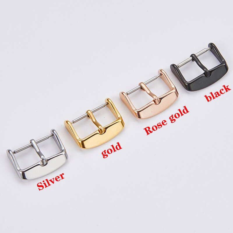 Hebilla de correa de reloj de acero inoxidable, accesorio Universal de pulsera de Metal pulido cepillado de 12, 14, 16, 18, 20 y 22mm
