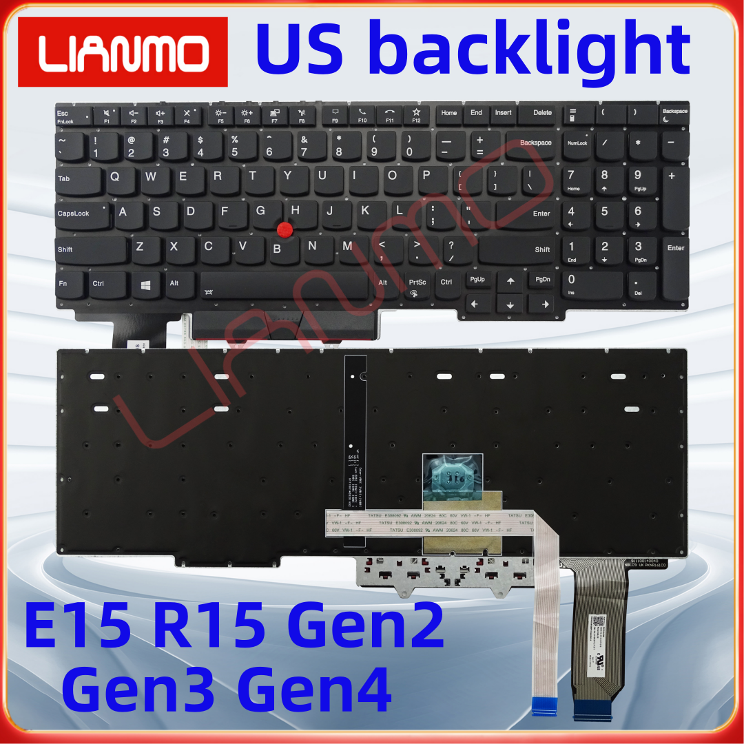 Clavier d'ordinateur portable américain/royaume-uni/russe/français/espagnol/italie adapté au clavier rétro-éclairé Lenovo Thinkpad E15 R15 Gen2 Gen3 Gen4: Argent