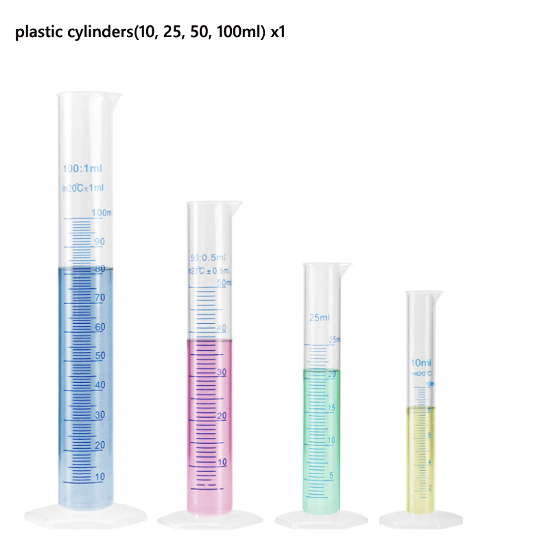 Cilindro graduado de plástico de medición transparente, herramienta de laboratorio de tubo de prueba de plástico, 10/ 25/ 50/ 100 /250 /500 /1000ml, 1 Uds.: Transparente