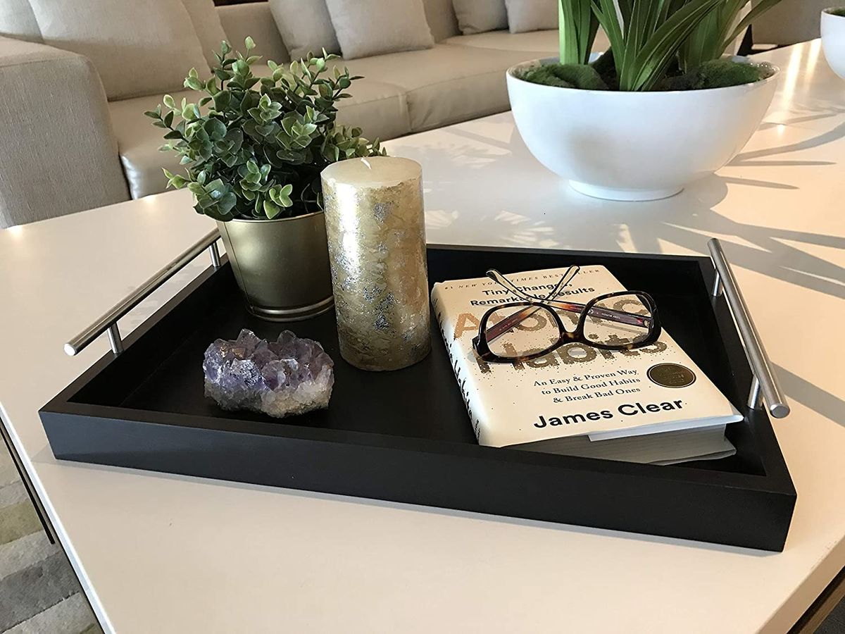 Decorative Coffee Table Tray With Metal Handle -breakfast Bed TV Remote Control Tray Dinner Plates