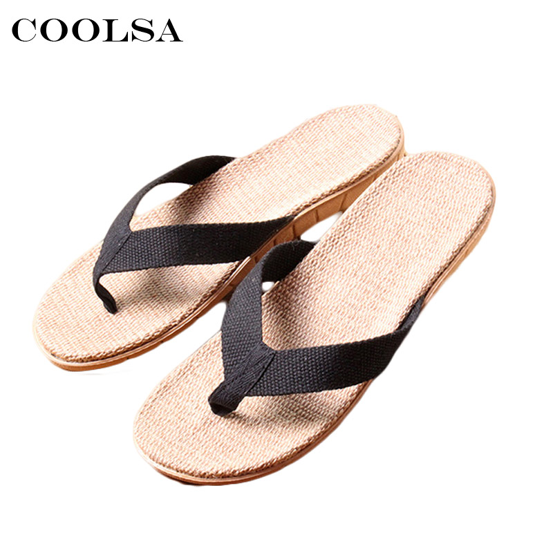 Votoda sommar herr linne tofflor tyg webbing lin flip flops platta halkfria hem tofflor man casual strand sandaler skor