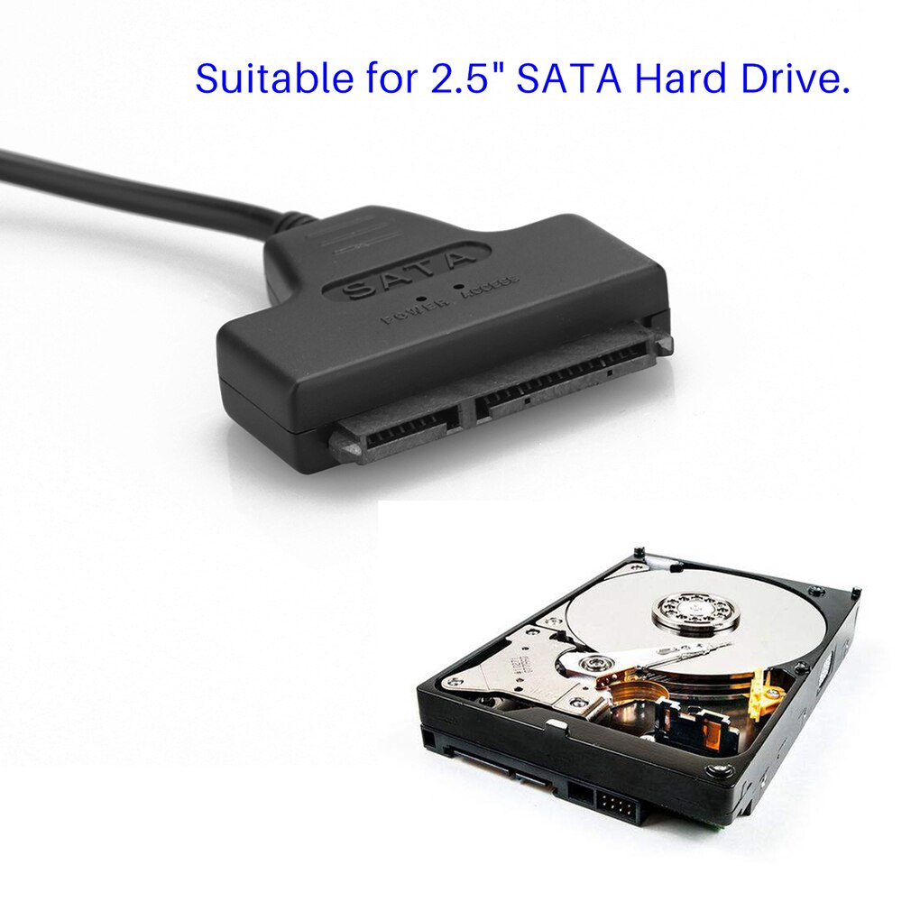 SATA to Dual USB 2.0 22pin Adapter Cables 2.5inch 7+15Pin SATA Data Power Cable 2.5'' Hard Disk Drive Converter
