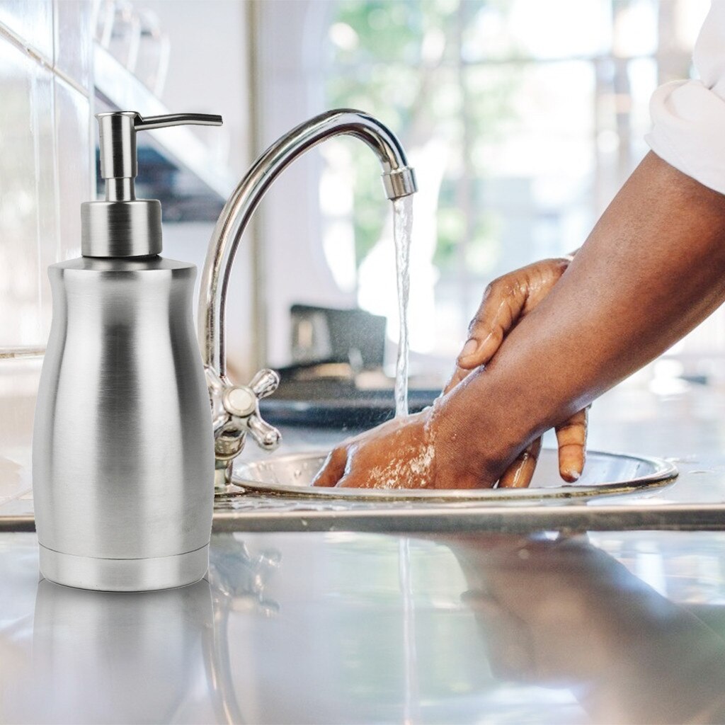 13.5Oz 400ML Stainless Steel Soap Dispenser Rust and Leak Proof Kitchen Bathroom Shower Gel Soap Dispenser Emulion Bottle