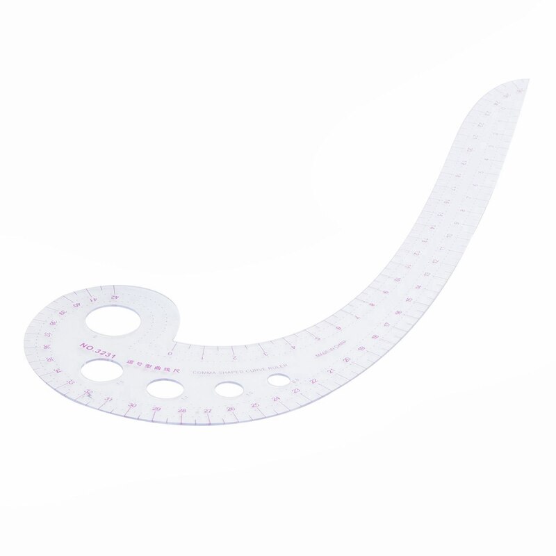 Juego de: costura a medida 54 Cm regla recta métrica de doble cara compartida transparente rosa y 11,8 pulgadas forma de Coma larga de plástico Tr