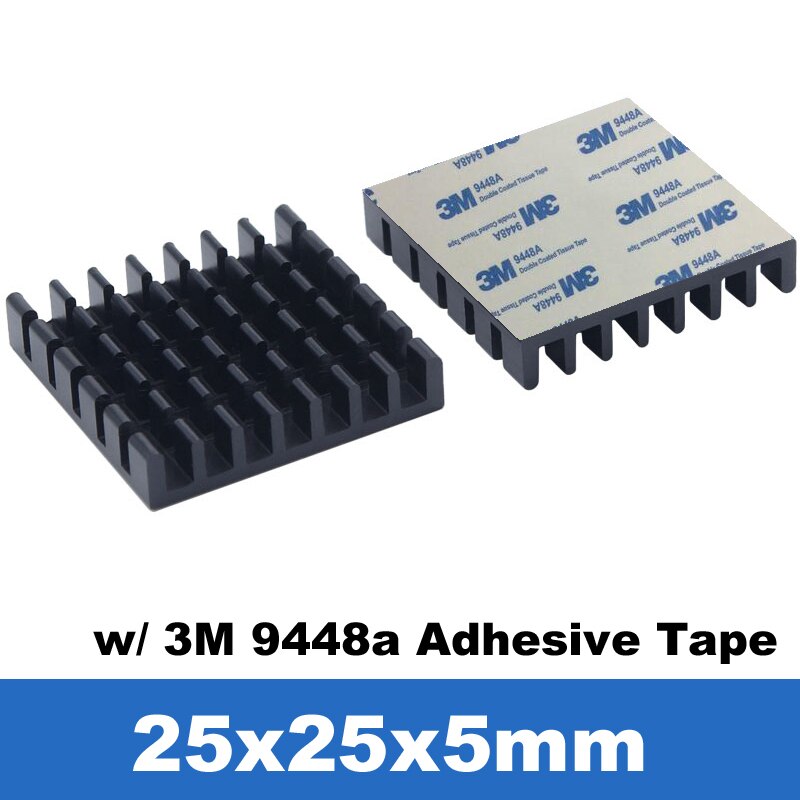 Grzejnik aluminiowy płetwa chłodnica samochodowa w/termiczna taśma klejąca, termicznie klej przewodzący chłodnica samochodowa chłodzenie chłodnicy na PC Baran, 10 sztuk: 25x25x5mm