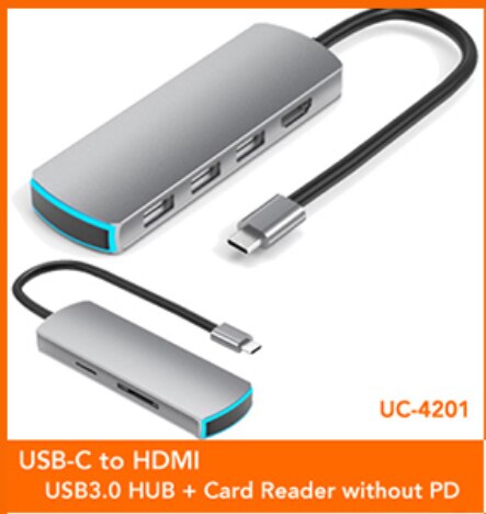 Usb Type C Hub Multi Hub Usb 3.0 Naar Hdmi Adapter Dock Met Pd Sd Tf Card Voor Macbook Pro huawei Mate 30 Oppervlak Pro Dock Splitte: 6 in 1 without PD