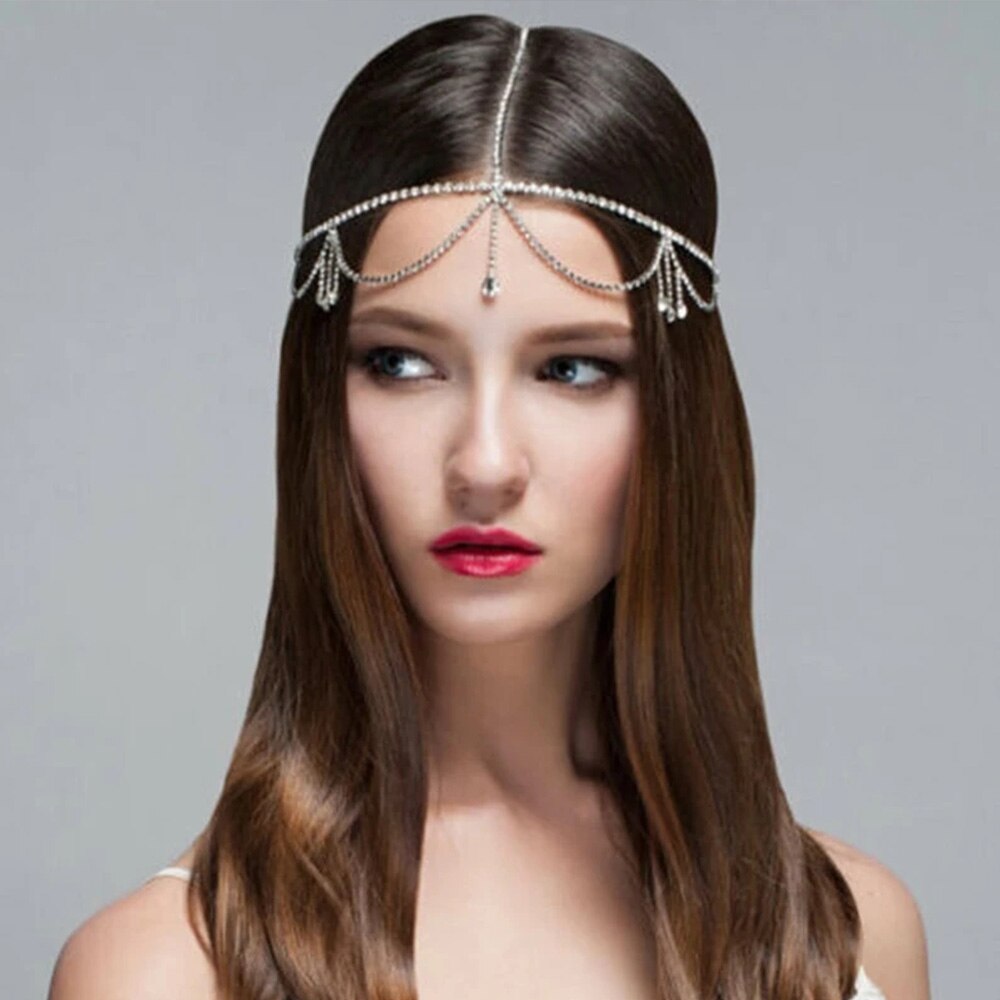 Stonefans czeski łańcuszek z kryształkami na głbyć winnym czoło biżuteria panna młoda dla kobiet zwykłe kryształki kutas opaska robić włosów łańcuszkowa stroik ślubny