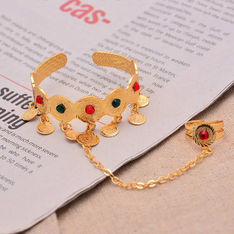 Wando arabische ethiopische dubai munt armbanden voor baby's met ringen voor meisjes kinderen goudkleurige mooie armband armbanden munt sieraden