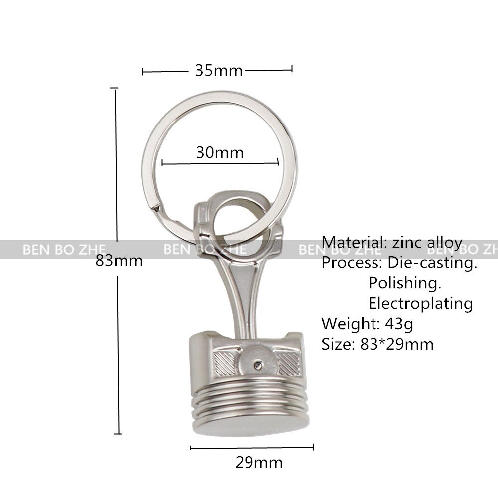 JDM car piston engine cylinder keychain turbo piston connecting rod key ring trend key ring accessories