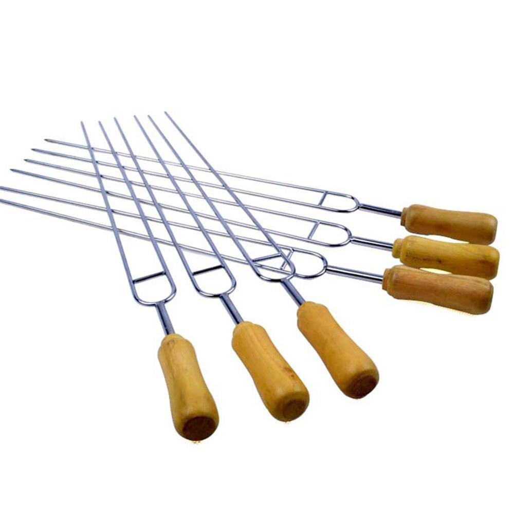 6 rustfrit stål u-formet grill lodning gaffel nål grill metal spyd dobbelt spidser grillværktøj – Grandado