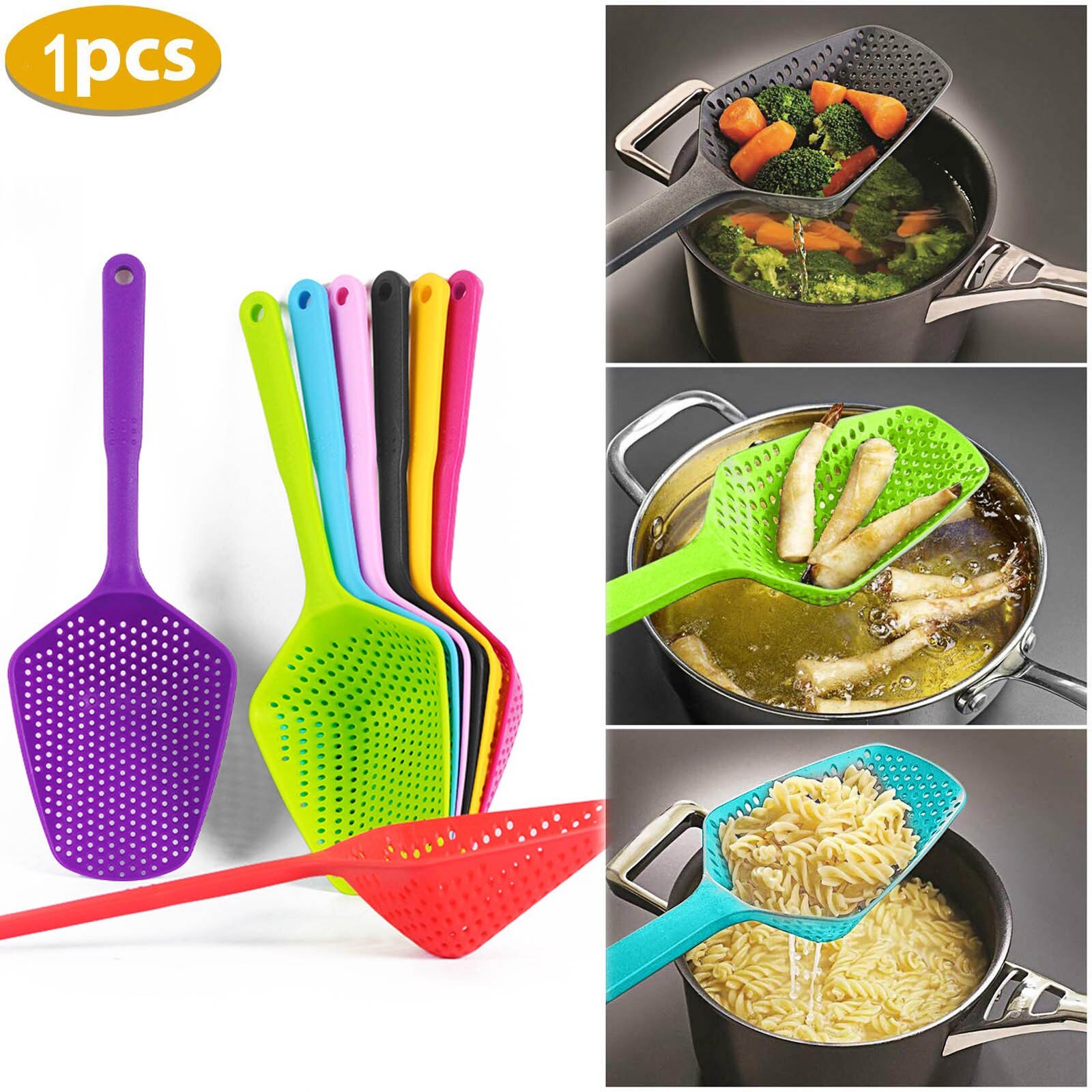 Colador de cuchara grande para cocina, resistente al calor colador de Pasta, cuchara de hielo de plástico, accesorios de cocina, 1 ud.