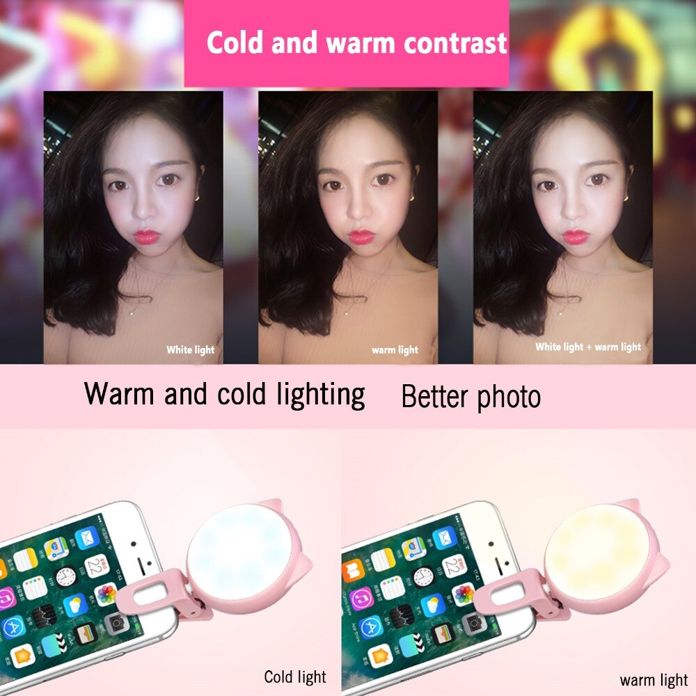 Flash lys bærbar mobiltelefon 32 leds selfie lampe lysende ring cat eye form flash led kamera telefon forbedre fotografering