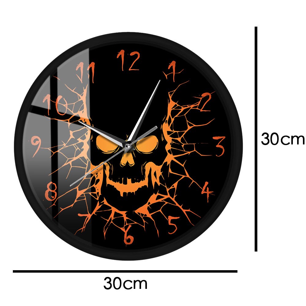 Skull with Crack Hole Horror Wall Clock with LED illumination Gothic Birth of a Demon Sound Activated Watch Halloween Night Lamp