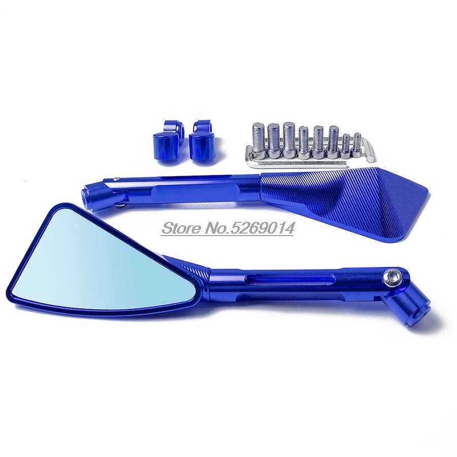 CNC Machining Process Aluminum Motorcycle Mirrors Side mirror for Holder Bike Side Mirror Street Triple Cb500F Motorcycle: Blue