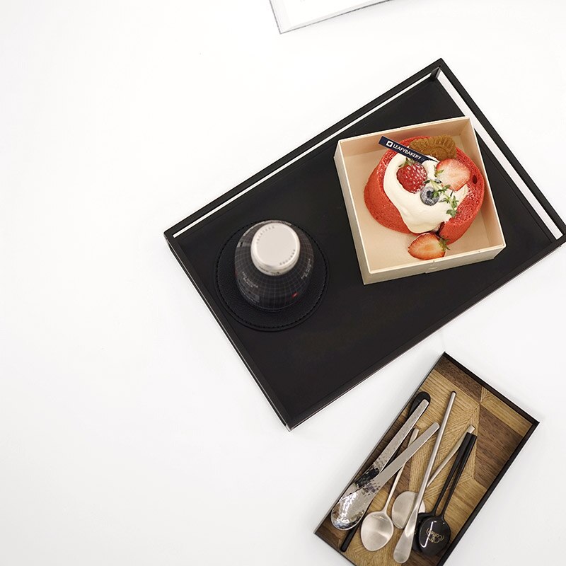 Decoration Trays Table Storage Plate Black for Home Decoration Coffee Trays Dessert Pallet Food Saucer 10/20/30cm Dessert Tray