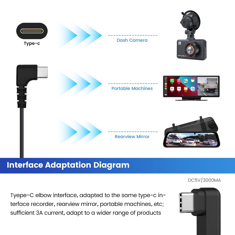 Cámara de salpicadero para coche 3A, 3,5 m, DVR, 12-24v, Kit de Cable duro, línea reductora, Mini/Micro/tipo C, interfaz USB, cargador, cámara Dashcam