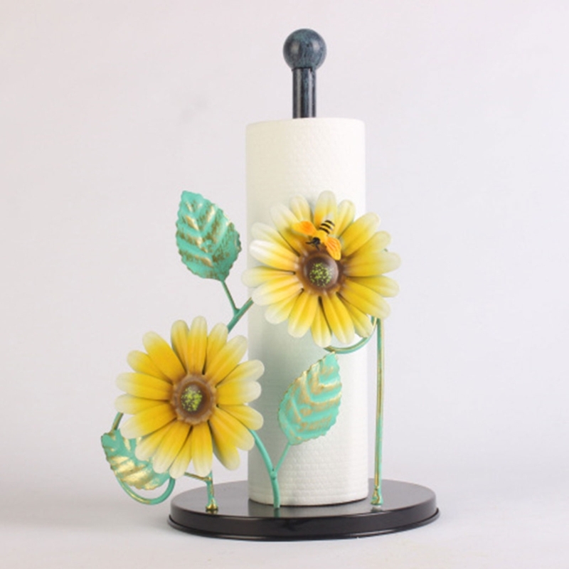 Countertop Paper Towel Holder Kitchen Roll Paper Stand Flowers Christmas Iron Napkin Stand Vertical Tissue Holder
