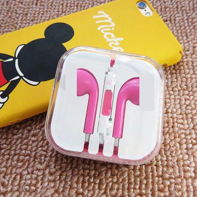 Auriculares estéreo de graves para teléfono móvil, auriculares coloridos de 3,5mm con micrófono, auriculares para juegos por cable para iphone 6 6S Plus 5S 5 SE: Rosa