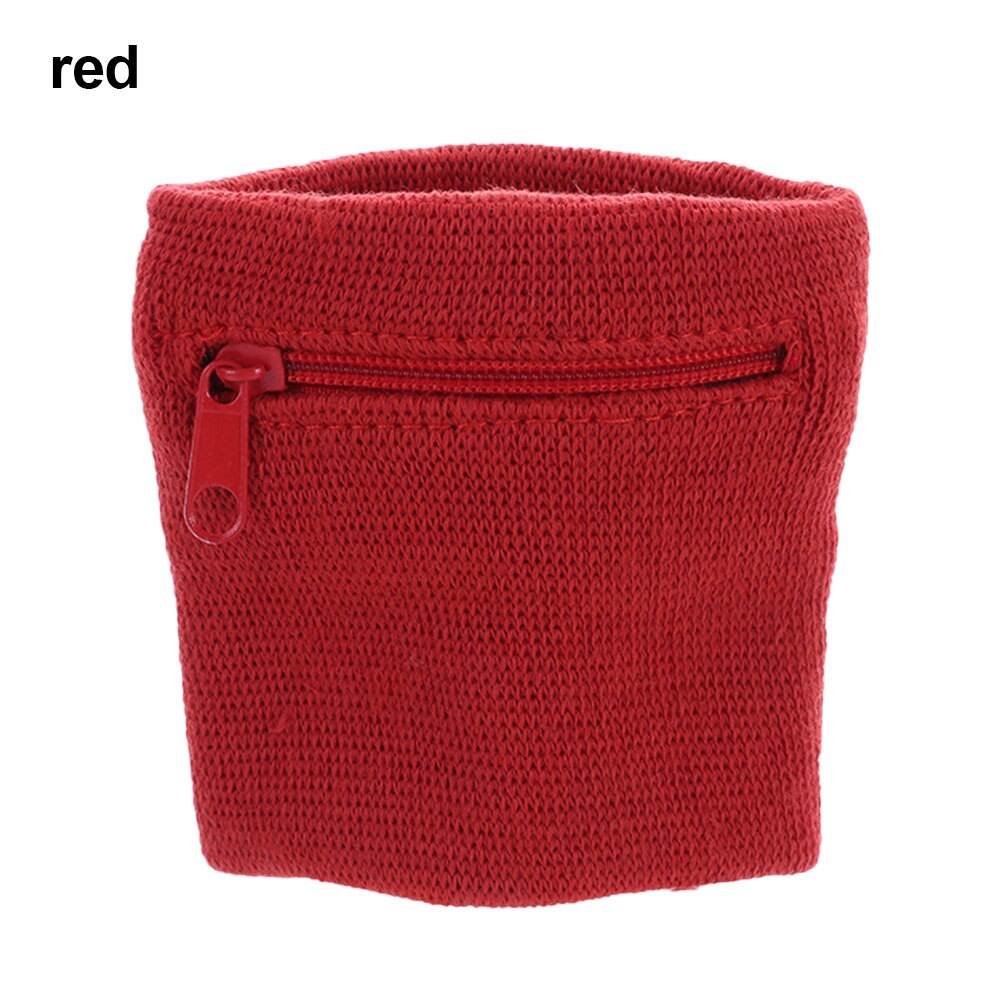 1Pc Soft Wrist Band Sport Wrist Purse Bag Running Wrist Protection Outdoor Gym Key Pocket Bike Wallet Safe Zipper Wrist Band: red