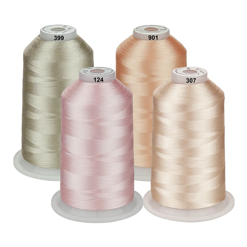 Simthread Embroidery Machine Thread 100% polyester HUGE Spool 5000 Meters 4 Colors Pack: Skin colors