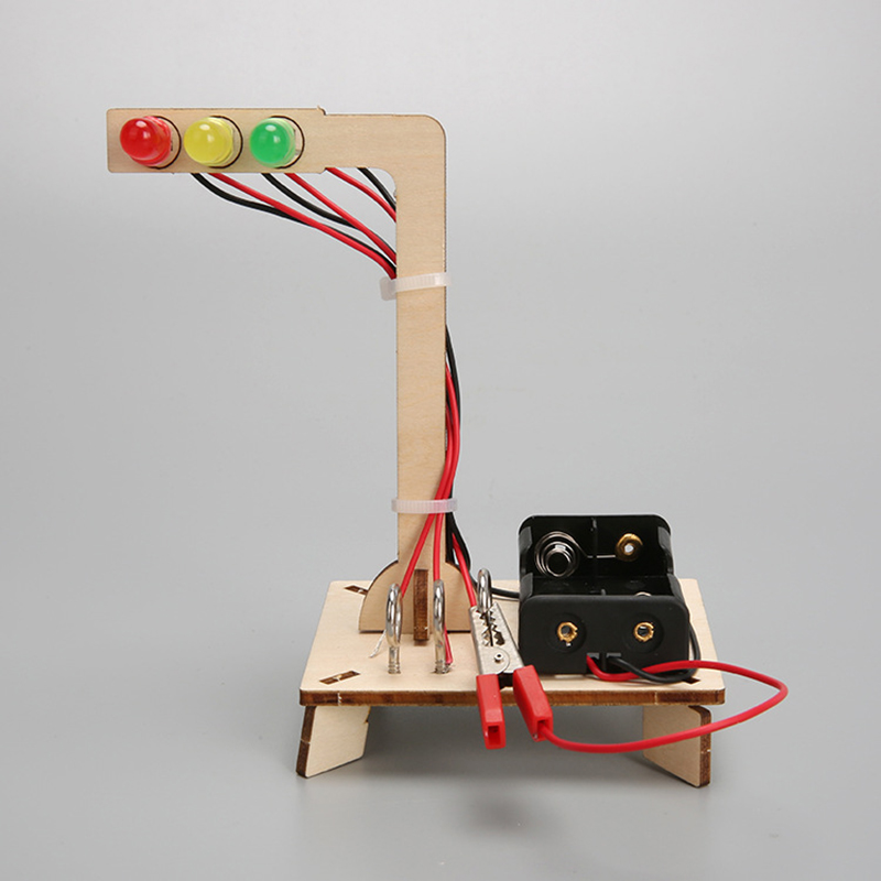 Modelo de semáforos de madera para niños, juguete científico, tecnología divertida, Kit de ayuda para enseñanza de física, juguetes educativos de aprendizaje para niños: Amarillo claro