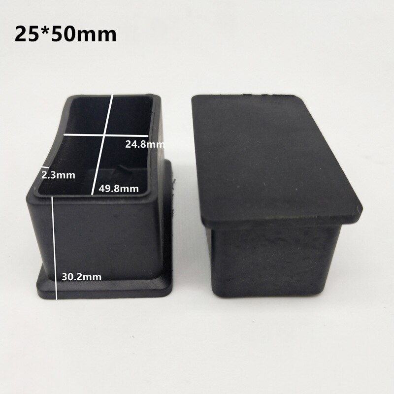 4/8Pcs Square Rubber Chair Leg Caps Non-slip Furniture Table Legs Cover Floor Protector Rubber Feet Pads Furniture leveling Feet: 4PCS 25mm X 50mm
