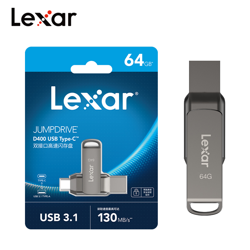 Lexar double lecteur D400 USB 3.2 Gen 1 type-c lecteur flash type-c/A double interface lecteurs flash OTG 32G 64G 128G 256G pour téléphone/PC