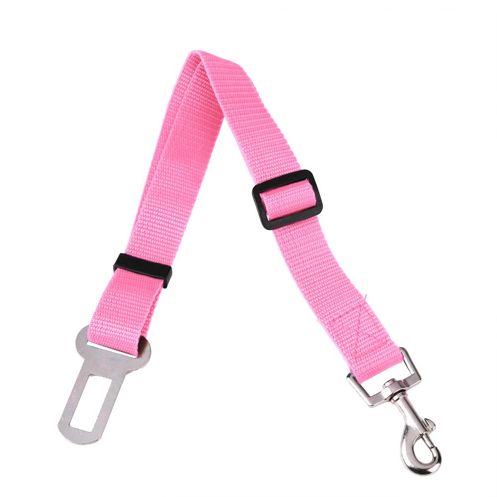 Cinturón de seguridad ajustable para perros y gatos, arnés de seguridad para coche, correa de tracción de plomo, suministros para mascotas: Rosa