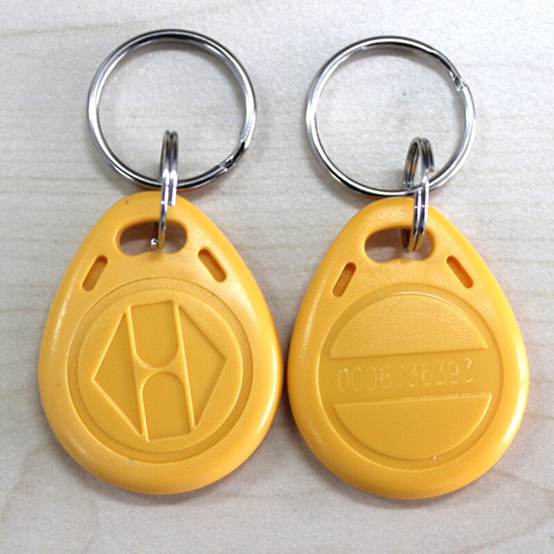 10pcs RFID Key Fobs Token Tags EM4100 Durable Waterproof Keychain ID Card Read TK/EM4100 Keychain ID card cannot be copied: Yellow