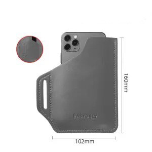 PU Leather Belt Clip Holster Case for 6.5 inch Mobile Phone Pack Waist Bag Sport Covers Cell Phone Accessories Mini Bags: Grey-PU
