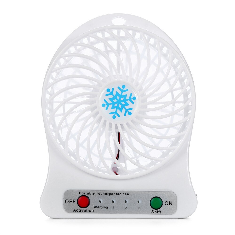 1 Pc Draagbare Persoonlijke Mini Fan Verstelbare 3 Speed Usb Oplaadbare Fans Home Office Desk Cooler Led Light Ventilator Zomer luchtkoeler: WH