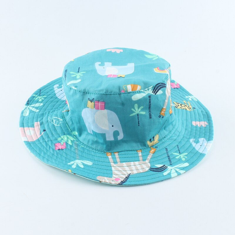 Tecknad fisk haj tryck söt baby hatt barn hink hattar pojke flicka panama sommar keps småbarn vindsäker solhatt: Djur- / 50cm huvud