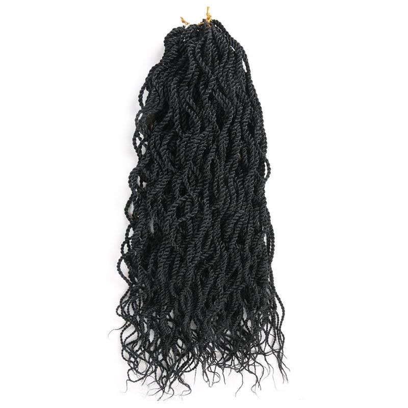 Senegalese Twist Hair crochet 22inch 24strands wavy curly Crochet braids: #1B / 1Pcs/Lot