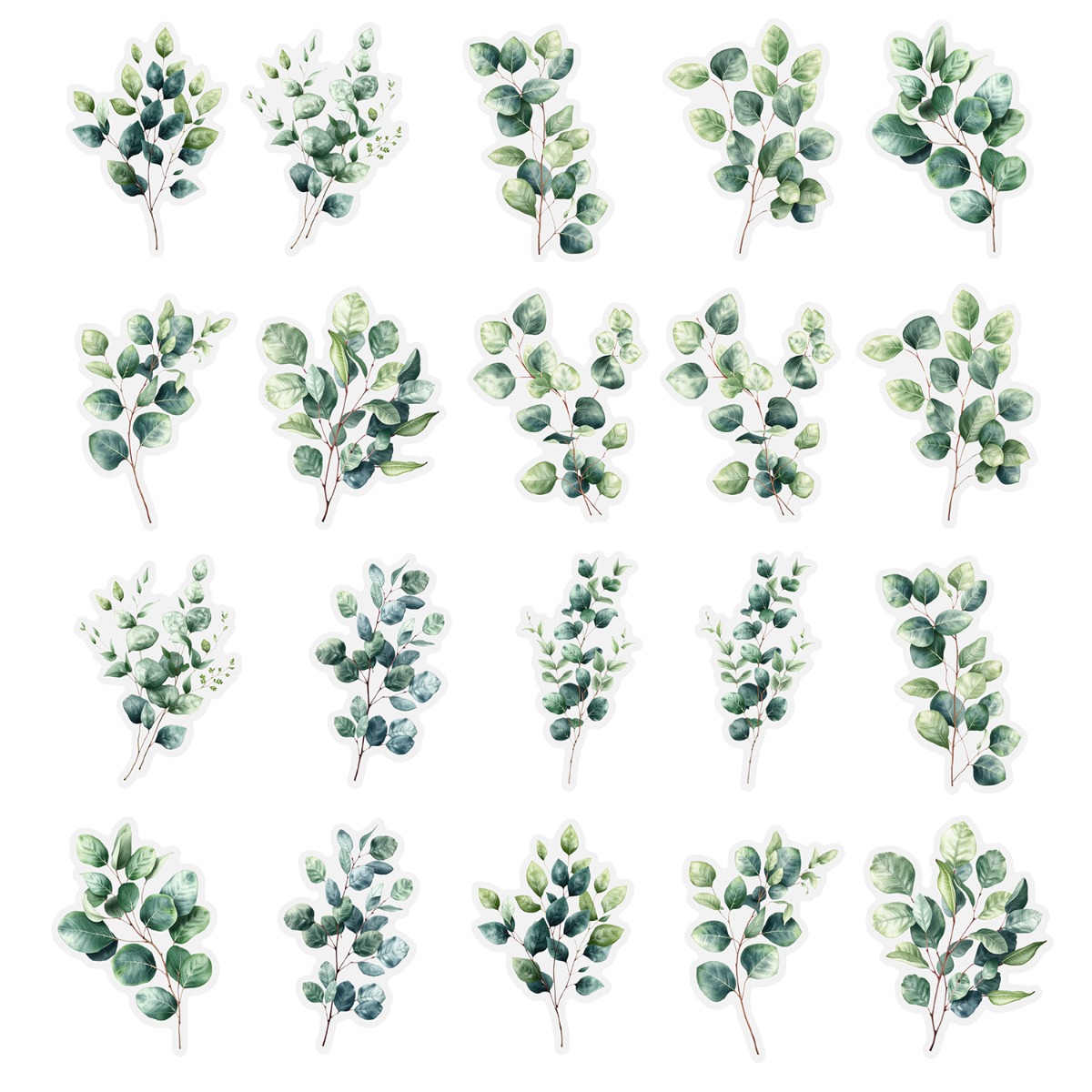 20 Stück PET Botanical Leaf Aufkleber Junk Journaling Aufkleber DIY Scrapbooking Zubehör, selbstklebend für Tagebücher Scrapbooking