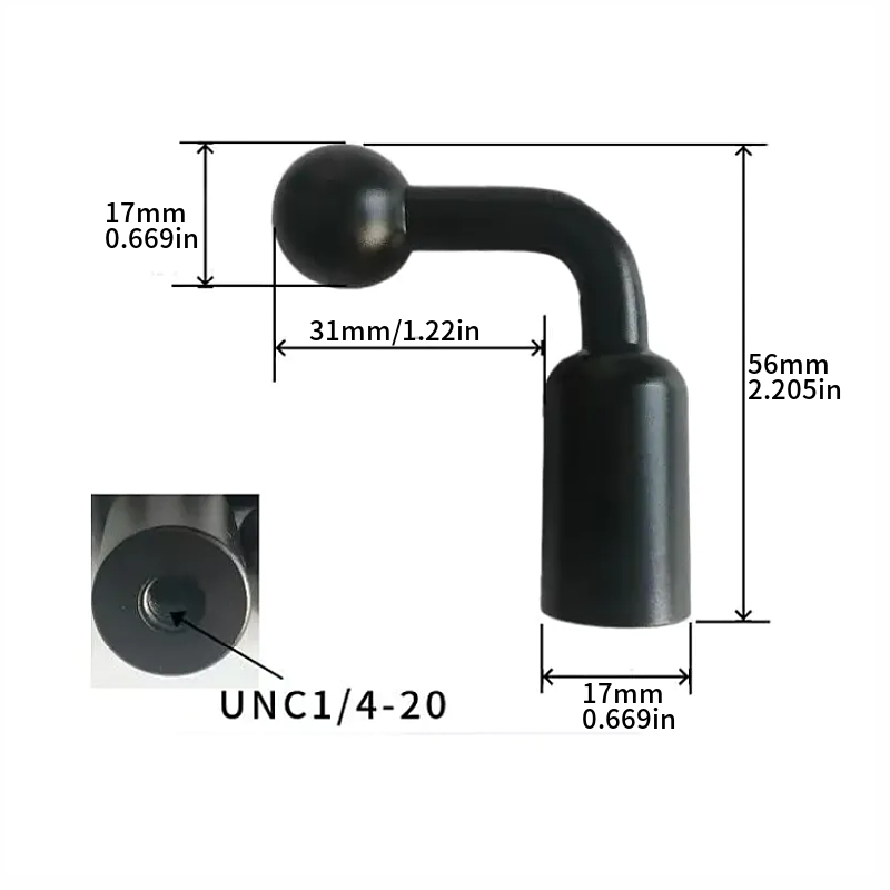1pcs 17mm Ball Head Adapter for Phone Tablet GPS Navigator Bracket Holder 1/4 Thread to 17mm Ballhead Tripod Mount Connector: black