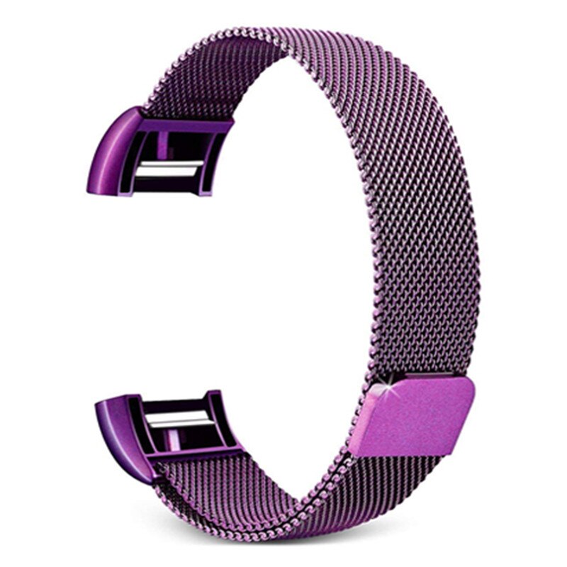 Milanese Schleife Armbinde für Fitbit Gebühr 2 Band Ersatz Armbinde Magnetische Schnalle Armbinde Fitbit Gebühr 2 Zubehör: dunkel lila