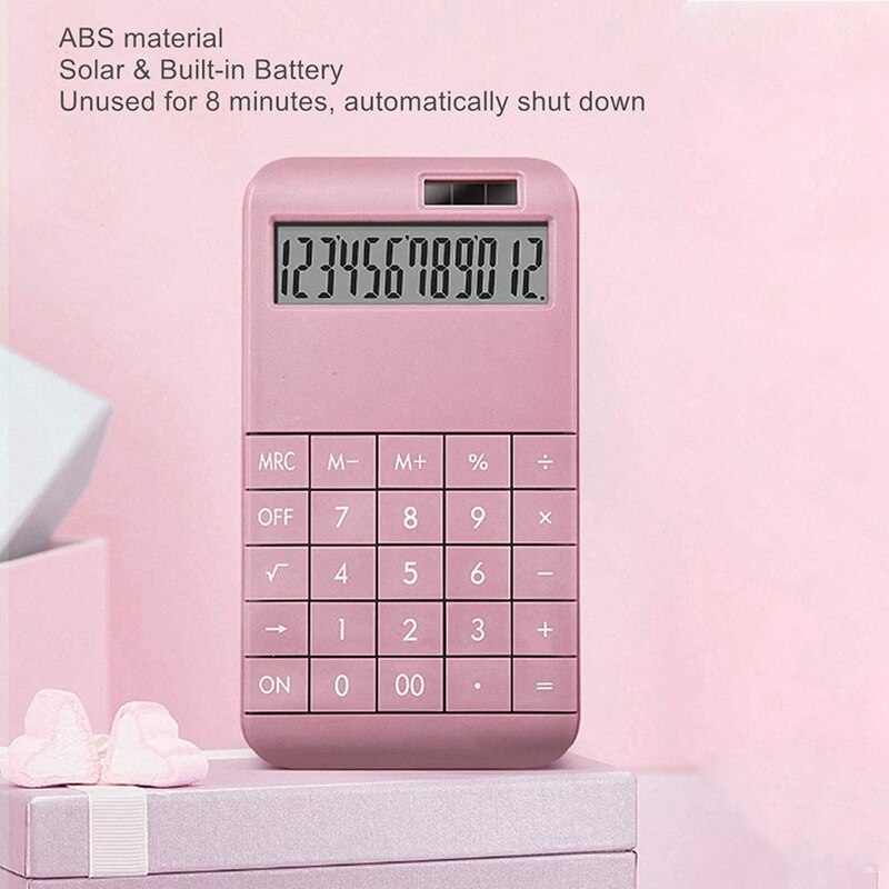 Calculator Slim, Dual Aangedreven Desktop Rekenmachine, Zonne-energie Rekenmachine, 12 Cijfers Lcd Display