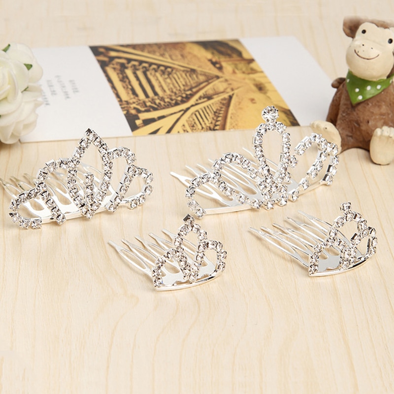 JINSE Mini Leuke Crystal Rhinestone Princess Crown Haar Kam Verjaardagsfeestje Tiara Voor Meisjes Kids Haar Sieraden Accessoires CR130