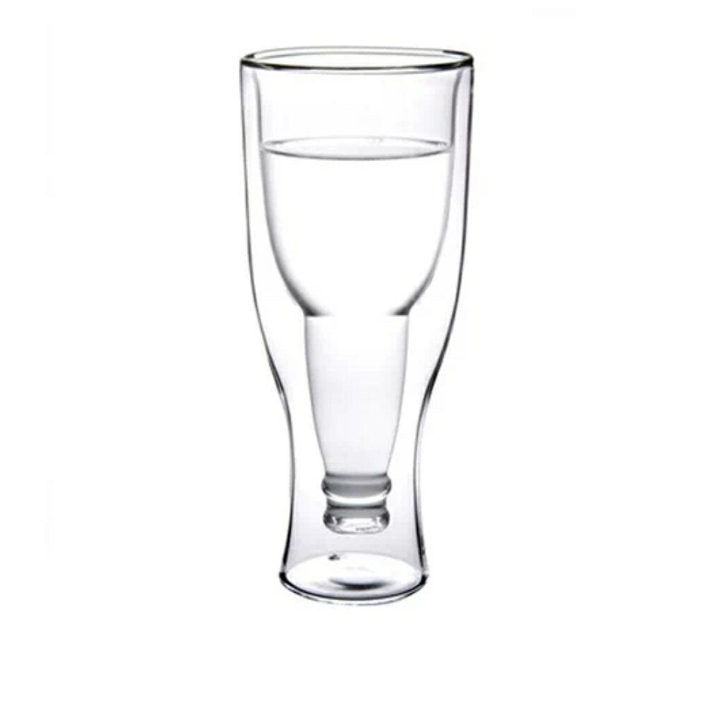 Glasses Double Walled Beer Glass Hopside Longneck Upside Down Inverted Drinking #30: Default Title