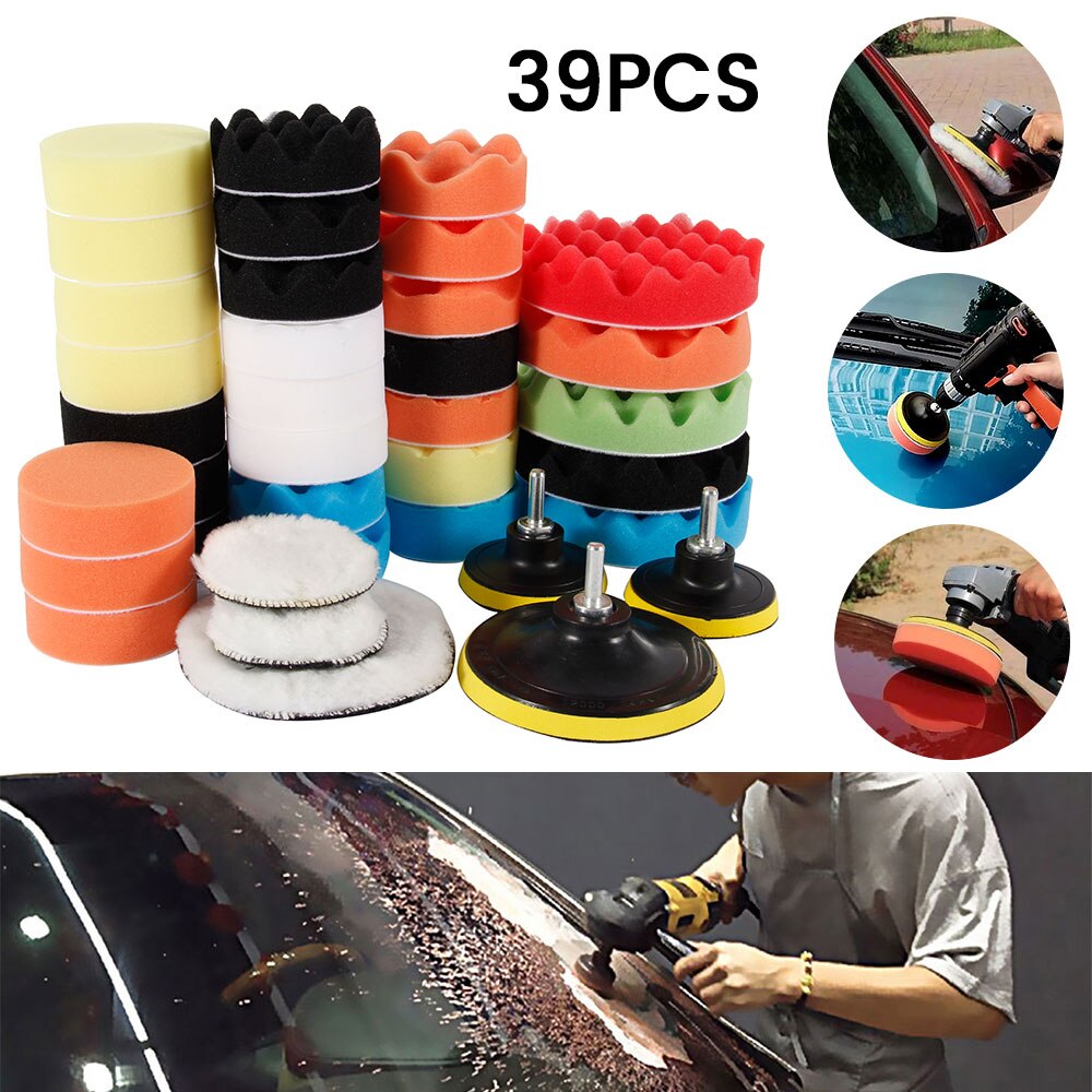 39Pc Auto Polijsten Kit Polijsten Spons Pad Auto Foam Polijsten Pad Set Auto Buffer Polijstmachine Polijsten Wax Afdichting glazuur